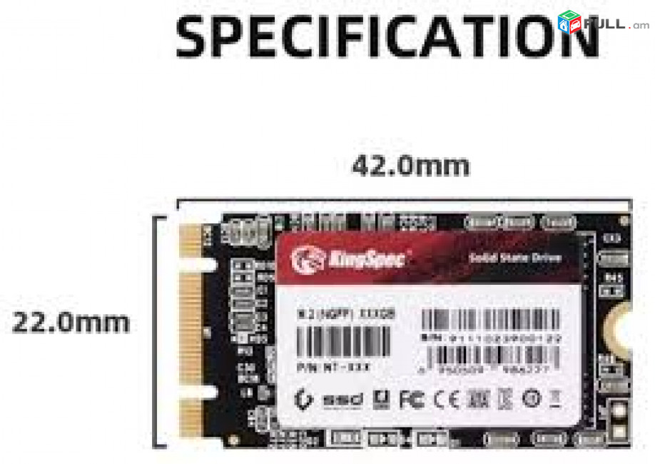 SATA ssd 1tb m2 2242 NGFF KINGSPEC NT-1TB Նոր, երաշխիք