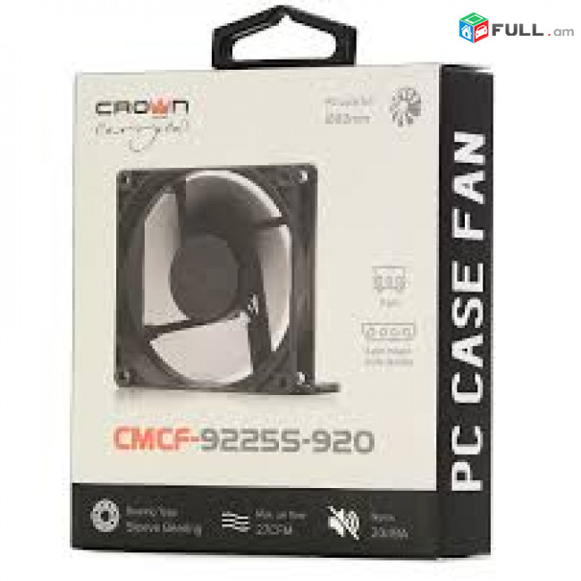 COOLER FOR CASE 9.2 cm FAn 92mm Crown CMCF-9225S-920 92mm 3 Pin + molex ՆՈՐ
