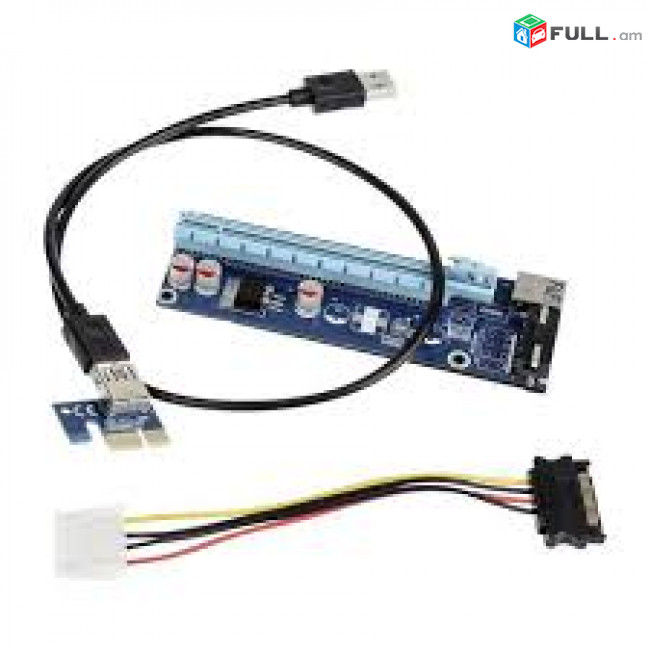 Mining riser molex Pci-e 1x to 16x adapter ՆՈՐ