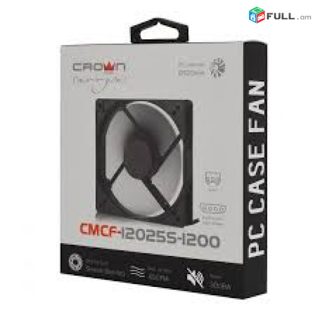 COOLER FOR CASE 12 cm FAn 120mm Crown CMCF-12025S-1200 120mm 3 Pin + molex ՆՈՐ