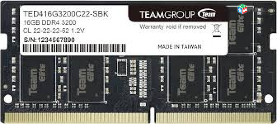 RAM Memory 16GB TeamGroup DDR4 3200MHz SO-DIMM laptop memory Նոր, երաշխիքով