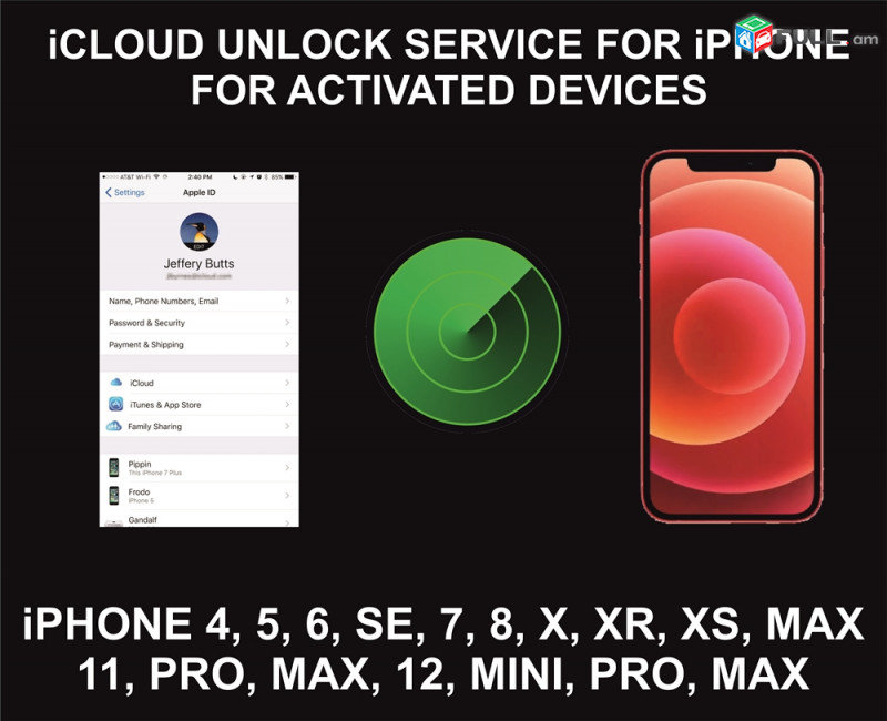 iCloud Unlock Service, With Menu Access, All Models