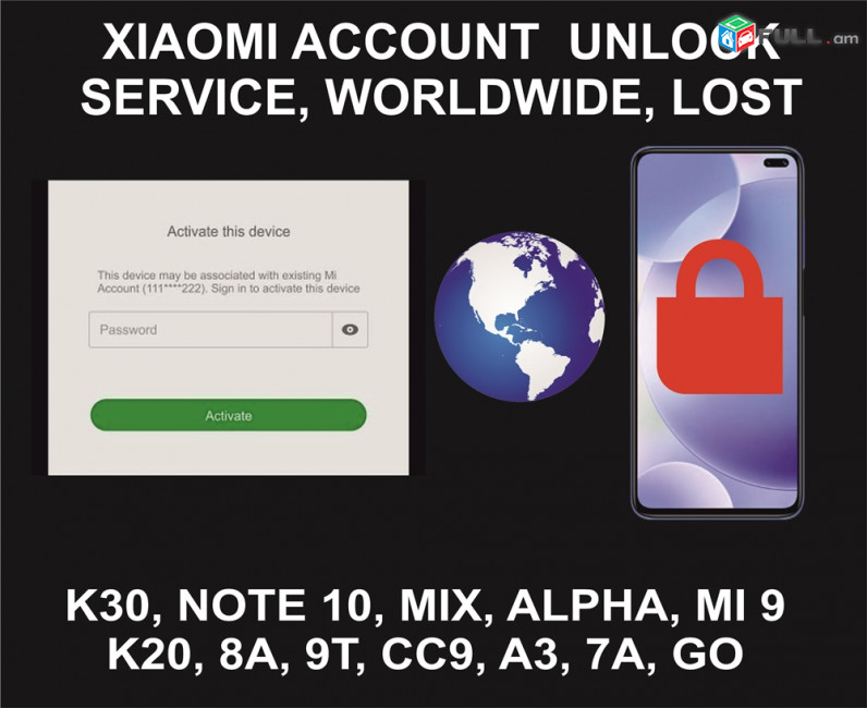 Xiaomi Mi Account Unlock Service, All Models, Worldwide