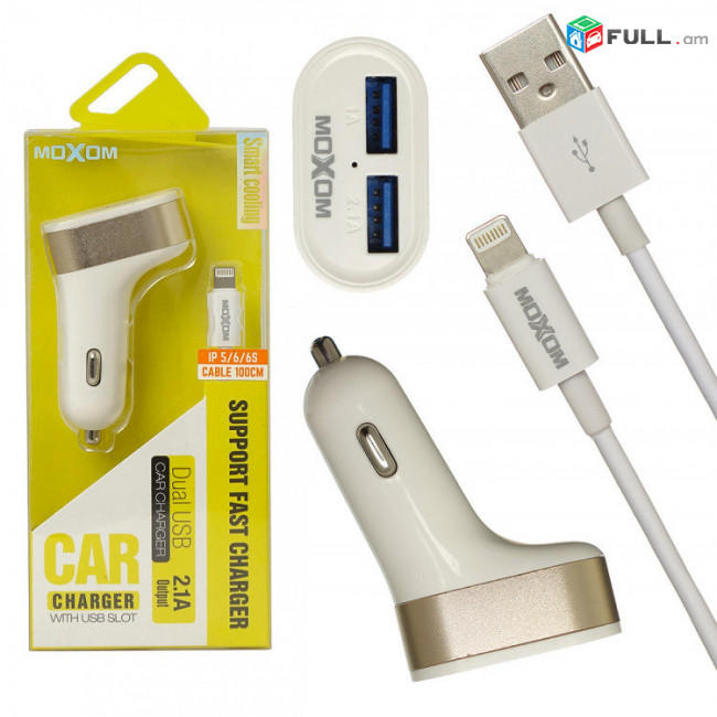 Moxom car charger հեռախոս լիցքավորիչ Iphone 5, 6, 6S