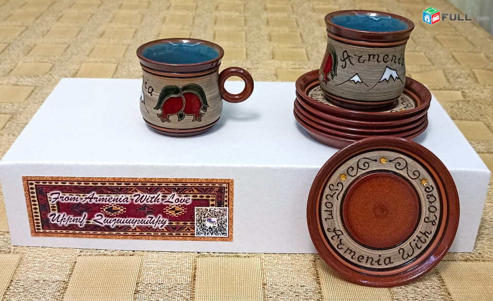 Espresso Coffee cups, Սուրճի բաժակներ, Кофейные чашки "Armenia (white noise) " Armenian ceramic, Հայկական խեցեղեն, Армянская керамика