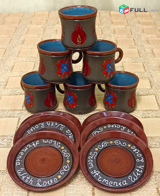 Espresso Coffee cups, Սուրճի բաժակներ, Кофейные чашки "Eastern (black) " Armenian ceramic, Հայկական խեցեղեն, Армянская керамика