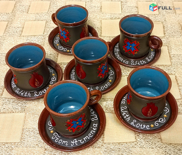 Espresso Coffee cups, Սուրճի բաժակներ, Кофейные чашки "Eastern (black) " Armenian ceramic, Հայկական խեցեղեն, Армянская керамика