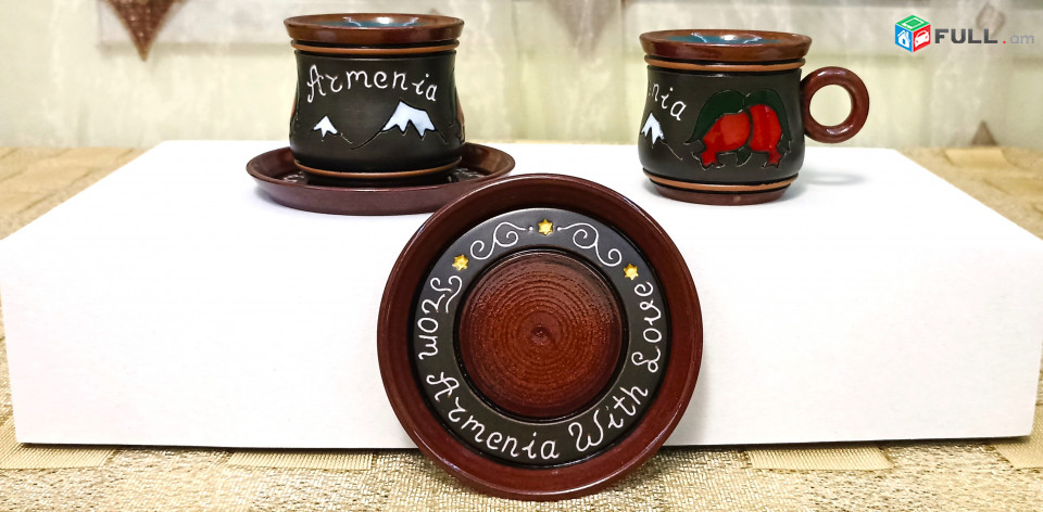 Espresso Coffee cups, Սուրճի բաժակներ, Кофейные чашки "Armenia (black) " Armenian ceramic, Հայկական խեցեղեն, Армянская керамика