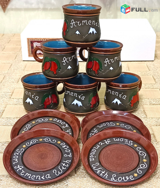 Espresso Coffee cups, Սուրճի բաժակներ, Кофейные чашки "Armenia (black) " Armenian ceramic, Հայկական խեցեղեն, Армянская керамика