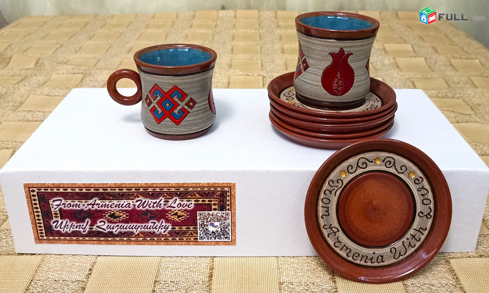 Espresso Coffee cups, Սուրճի բաժակներ, Кофейные чашки "Eastern 1 (white noise) " Armenian ceramic, Հայկական խեցեղեն, Армянская керамика