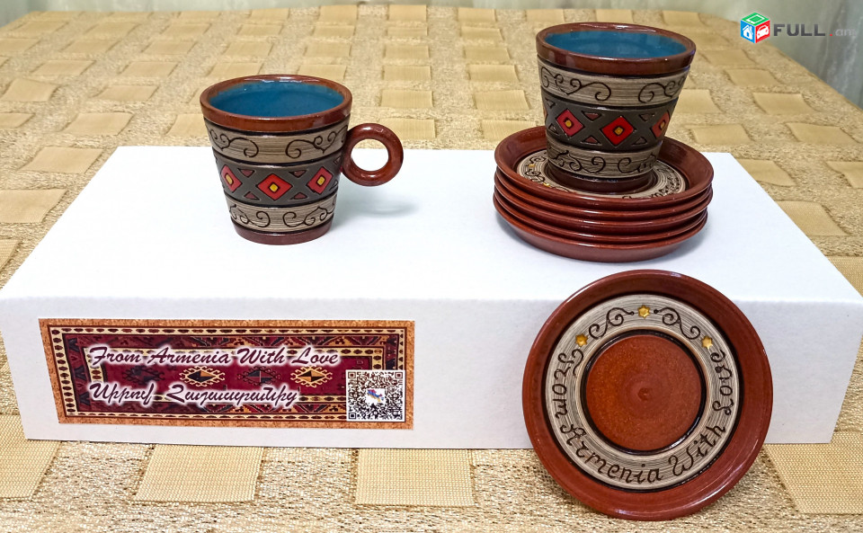 Espresso Coffee cups, Սուրճի բաժակներ, Кофейные чашки "Eastern 2 (white noise) " Armenian ceramic, Հայկական խեցեղեն, Армянская керамика