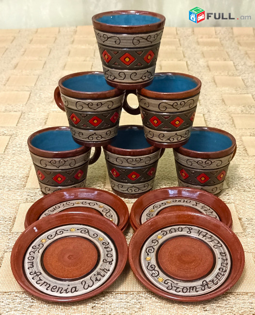 Espresso Coffee cups, Սուրճի բաժակներ, Кофейные чашки "Eastern 2 (white noise) " Armenian ceramic, Հայկական խեցեղեն, Армянская керамика