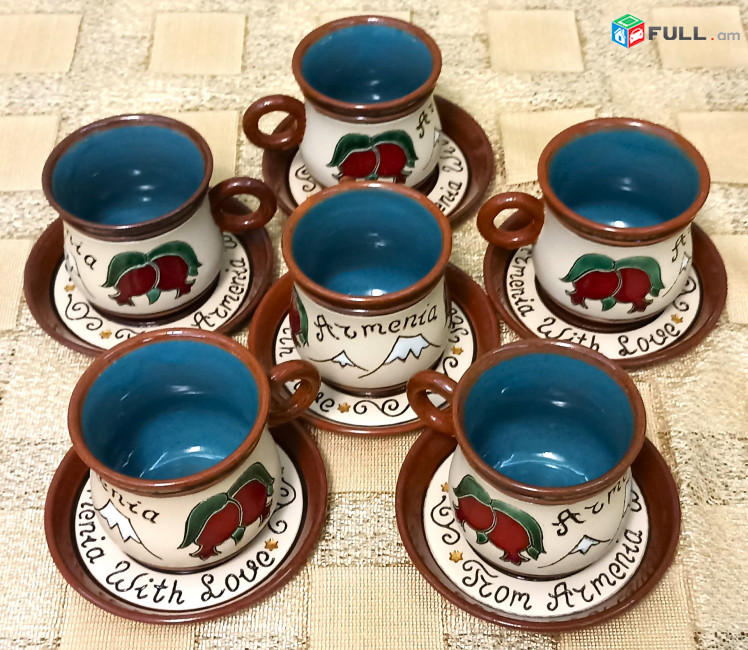 Espresso Coffee cups, Սուրճի բաժակներ, Кофейные чашки "Armenia (white) " Armenian ceramic, Հայկական խեցեղեն, Армянская керамика