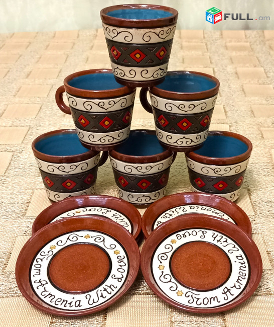 Espresso Coffee cups, Սուրճի բաժակներ, Кофейные чашки "Eastern 2 (white & black) " Armenian ceramic, Հայկական խեցեղեն, Армянская керамика
