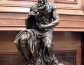 The copy of Michelangelos marble Moses, bronze sculpture by 19C French sculptor 