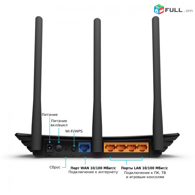 TP-LINK TL-WR940N Wi-Fi Router երթուղիչ 450Մբիթ/վրկ գերարագ ցանցային սարք սև