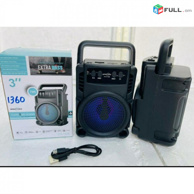 GTS 1360 անլար բարձրախոս, USB, micro USB, Bluetooth