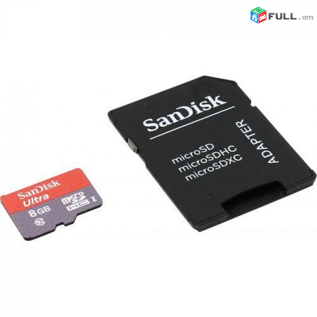 Sandisk 8GB Class 10 Հիշողության քարտ Ultra microSDHC UHS-I + ADP