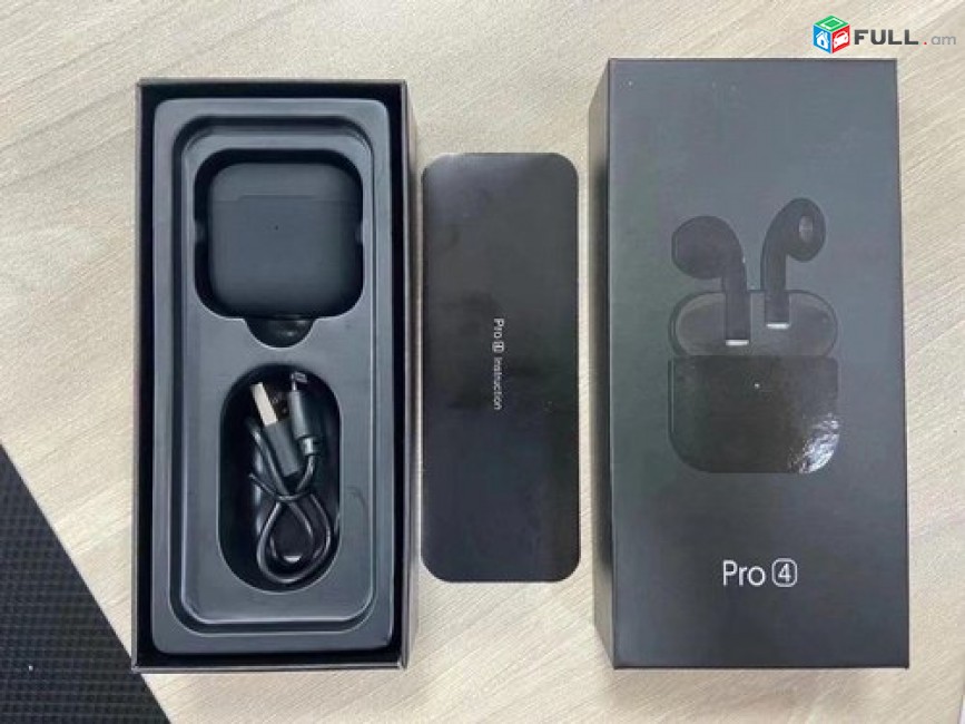 PRO 4 Black Airpods anlar akanjakal, անլար ականջակալ 