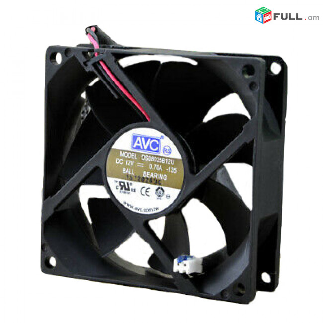 4PCS AVC DS08025B12U 8CM 8025 12V 0.70A 2 Wire Dual Ball Bearing Cooling Fan