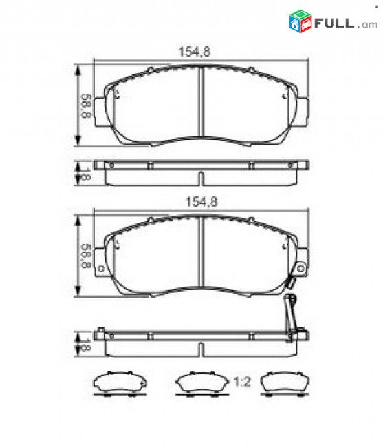 ACURA TLX արգելակման կոճղակ դիմացի, Колодки тормозные передние. 1016