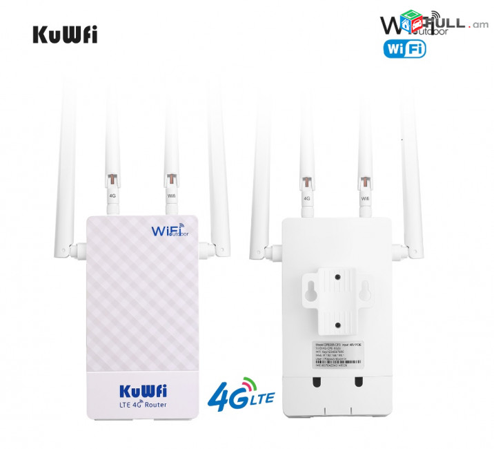 PoE router WIFI 4G KuWFi CPF905-CF5 SIM Card Mobile WAN+LAN Արտաքին անտենա роутер Ռոուտեր երթուղիչ DVR IP camera