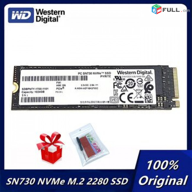 1TB m. 2 SSD Western Digital SN730 NVMe WDC 1024GB 2280 * 3500M/s / - 3100Mb/s 3d nand flash