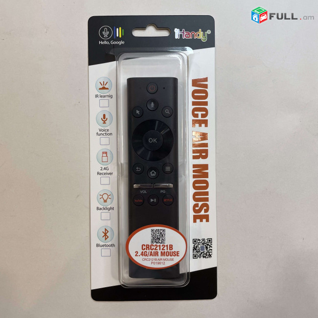 Universal ձայնային վահանակ Voice AirMouse CRC2121B 2.4 GHz  с гироскопом и голосовым упр. Android TV Box, PC обучаемый