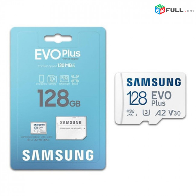 4K 128GB Samsung Evo Plus microSDXC microSD микро միկրո memory card 