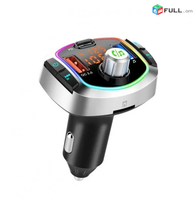 Ավտոմեքենայի Լիցքավորիչ Bluetooth 5 MP3 Player BC63 FM Transmitter USB Car Charger մալուխ Зарядное устройствօ