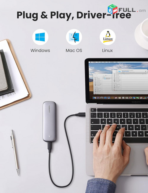 UGREEN M.2 NVMe SSD Enclosure USB C 3.1 Gen 2 to M-Key M&B-Key NVMe PCIe 10Gbps External Enclosure Thunderbolt 3 Compatible with MacBook Pro WD Samsung Toshiba 2230 2242 2260 2280 NVMe PCIe SSD
