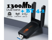 ADAPTER USB3.0 - 1300Mbps + Bluetooth 4.2 Receptor WIFI USB Network Dongle Dual Band 5GHz Long Range Wireless
