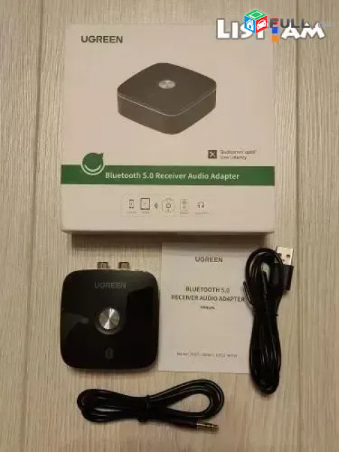 Ugreen Bluetooth 5.0 to RCA AUX, ресивер с поддержкой aptX LL беспроводной музыкальный адаптер
