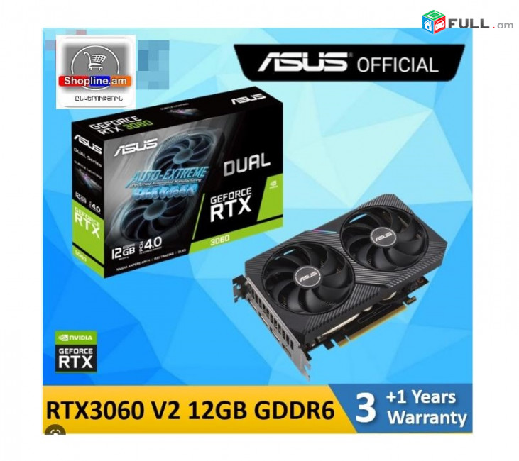 ASUS DUAL GeForce RTX™ 3060 OC Edition 12GB GDDR6 192BIT Dual GeForce  Վիդեոքարտ Vidiocard Видеокарта HK