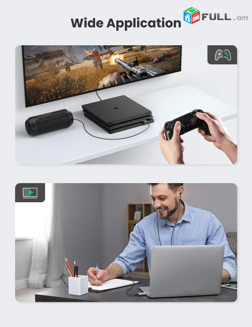 SOUND CARD - UGREEN USB to Audio Jack USB External Sound Card 3.5mm Audio Adapter SOUND CARD