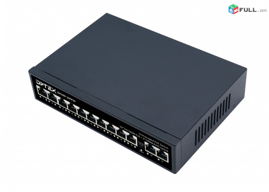Коммутатор/Switch DPTEK DK100-10FP2F 120W 10*10/100Base-T PoE 802.3af/at + 2*10/100Base-T, дальность до 250м, 120ВтC