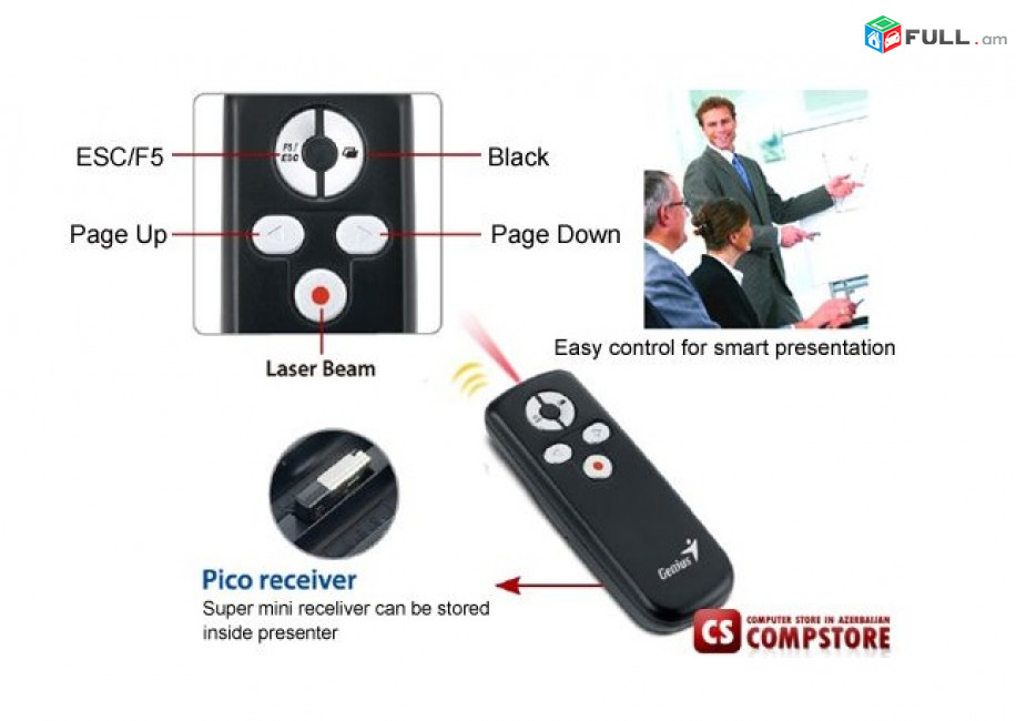 Media Pointer 100 2.4G Genius Լազերային ցուցափայտ Wireless Presenter / Pointer Orange Dot Лазерная указка