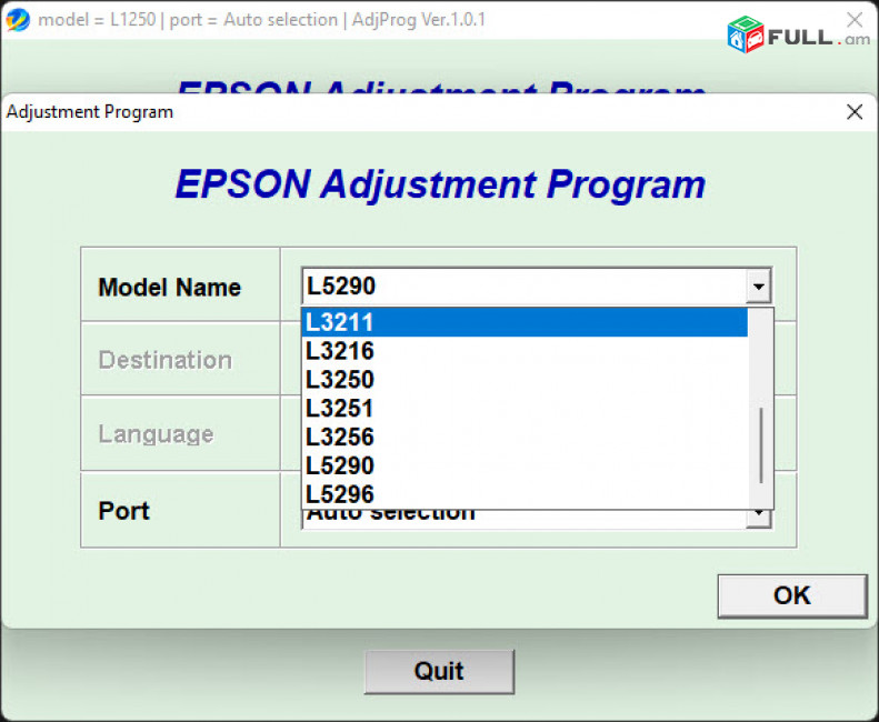 SBROS Reset EPSON L1210 L1211 L1216 L1250 L1251 L1256 L3210 L3211 L3216 L3250 L3251 L3256 L5290 L5296