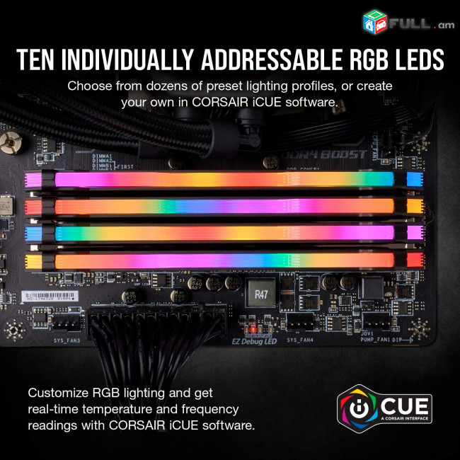 Corsair Vengeance RGB PRO 16GB (2 x 8GB) DDR4 DRAM 3466MHz C16 Memory Kit — Black հիշողություն ռամ ոզու Оперативная память XMP1 XMP2 XMP