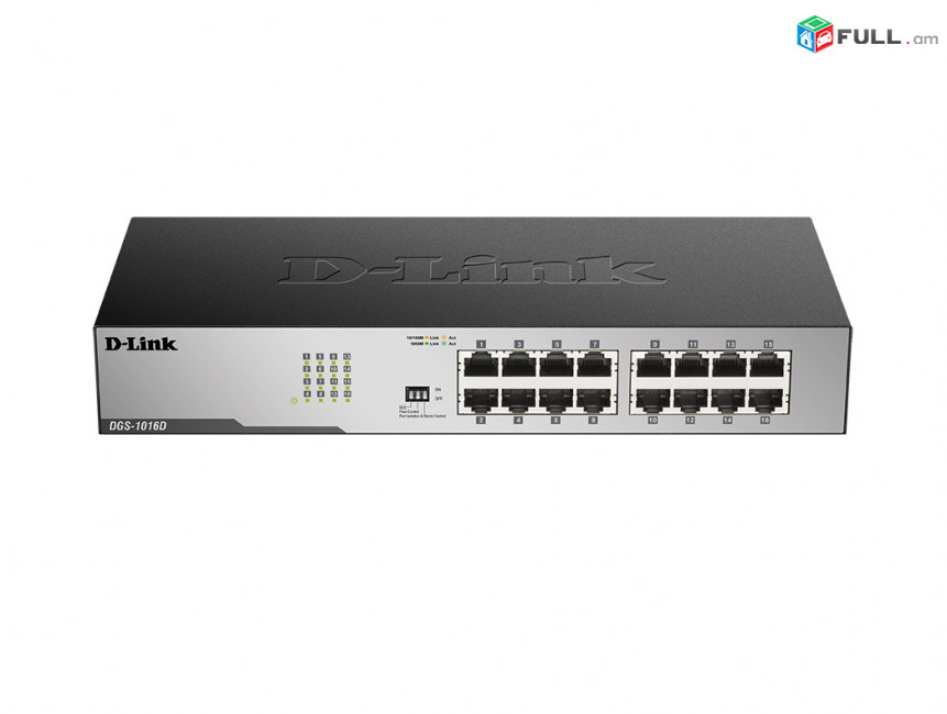 16-Port Gigabit Switch DGS-1016D 10/100/1000 Mbps свитч 16 портов Մետաղական dlink