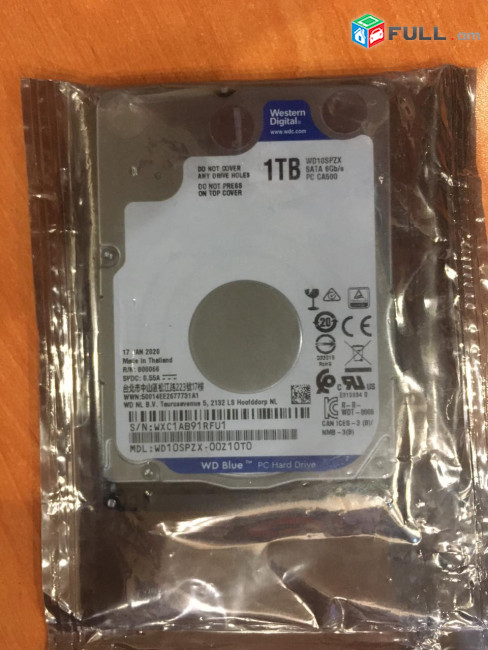 Western Digital 1TB SATA 7mm 2.5 Hard Drive (WD10SPZX) ЖЕСТКИЙ ДИСК WD HDD Նոթբուքի լրիվ նոր Կոշտ