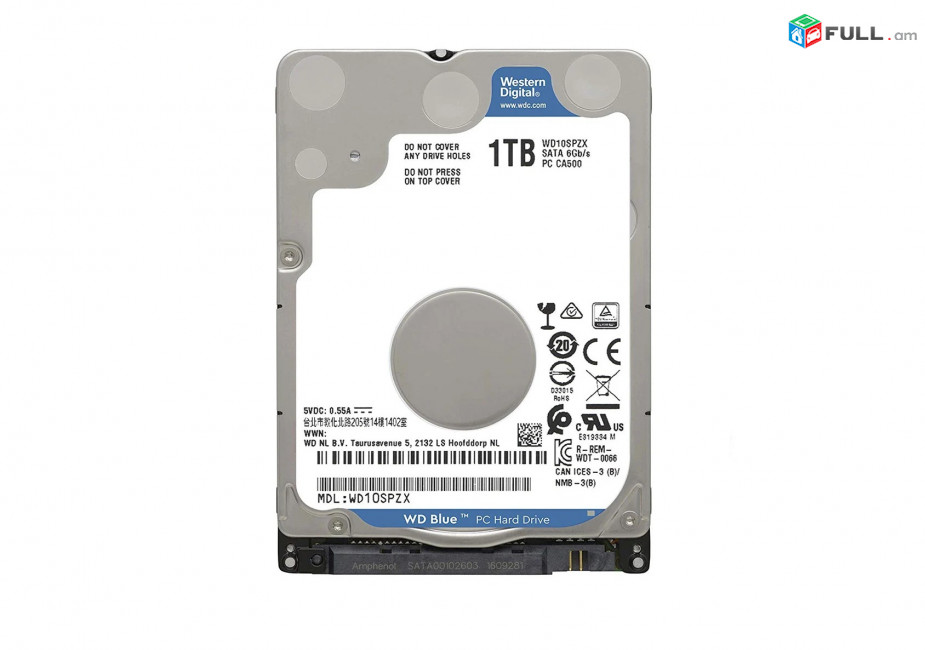 Western Digital 1TB SATA 7mm 2.5 Hard Drive (WD10SPZX) ЖЕСТКИЙ ДИСК WD HDD Նոթբուքի լրիվ նոր Կոշտ