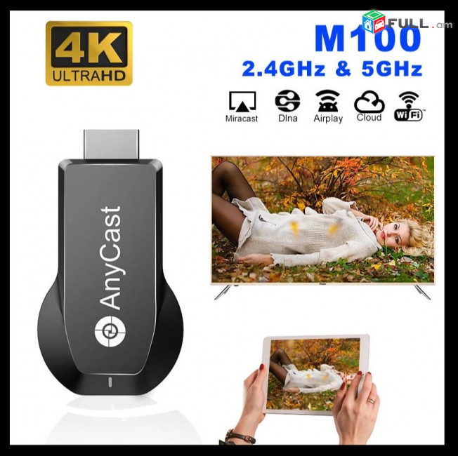 AnyCast Mirascreen Smart 4K UHD Wireless Display mirroring 5GHz HDMI Any Cast Պրոյեկտոր Projector Slide