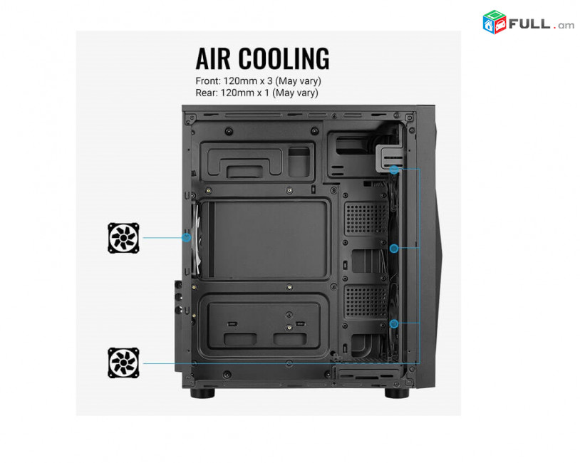 Aerocool Glider Cosmo-G-BK-v1 FRGB Tempered Glass Black Корпус для компьютера Համակարգչի իրան PC Computer case