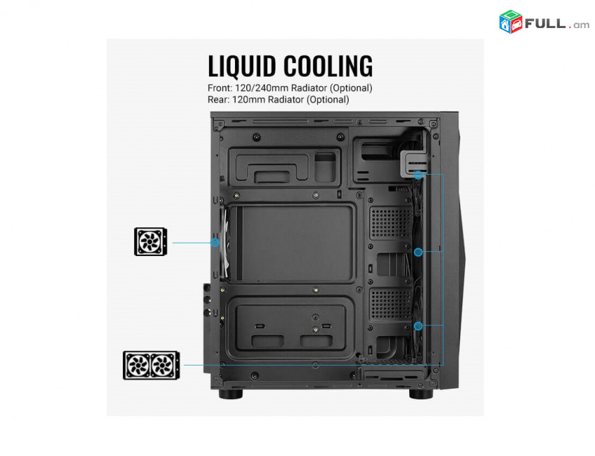 Aerocool Glider Cosmo-G-BK-v1 FRGB Tempered Glass Black Корпус для компьютера Համակարգչի իրան PC Computer case