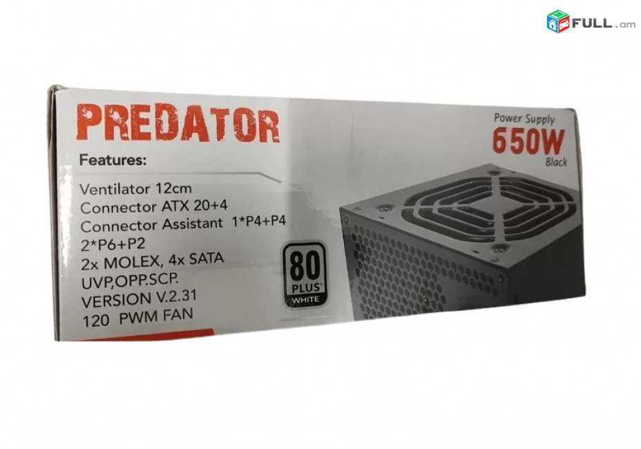 PREDATOR 80 plus 650W Համակարգչի սնուցման բլոկ Блок питания APFC power supply