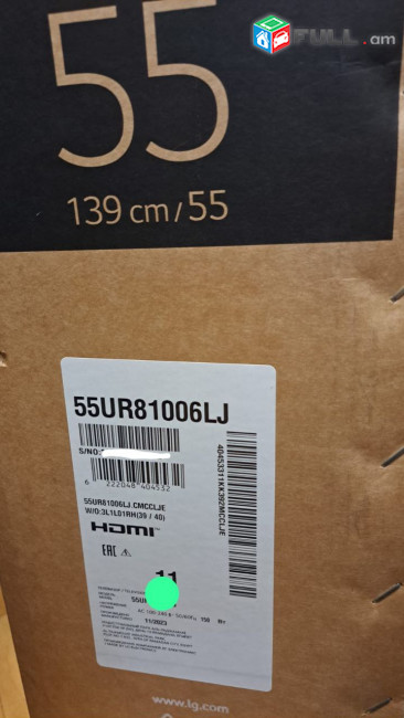 TV LG 55UR81006LJ AI ThinQ UHD 4K գրեթե չօգտագործված հեռուստացույց телевизор