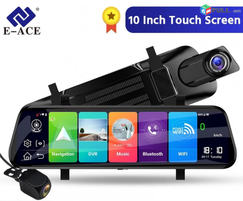 Հայելի տեսախցիկ 4G WiFi GPS navi + Android համակարգով բազմաֆունկցիոնալ մեքենայի սարք