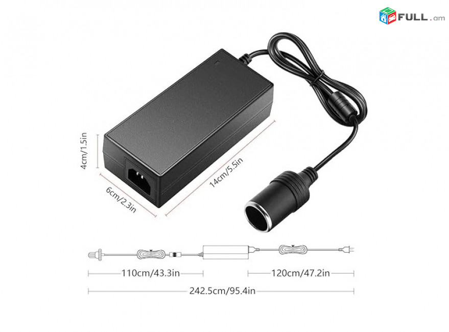 AC to DC Converter 12V 8A 96W Power Supply Adapter with Car Lighter Socket адаптер питания, гнездо прикуриват