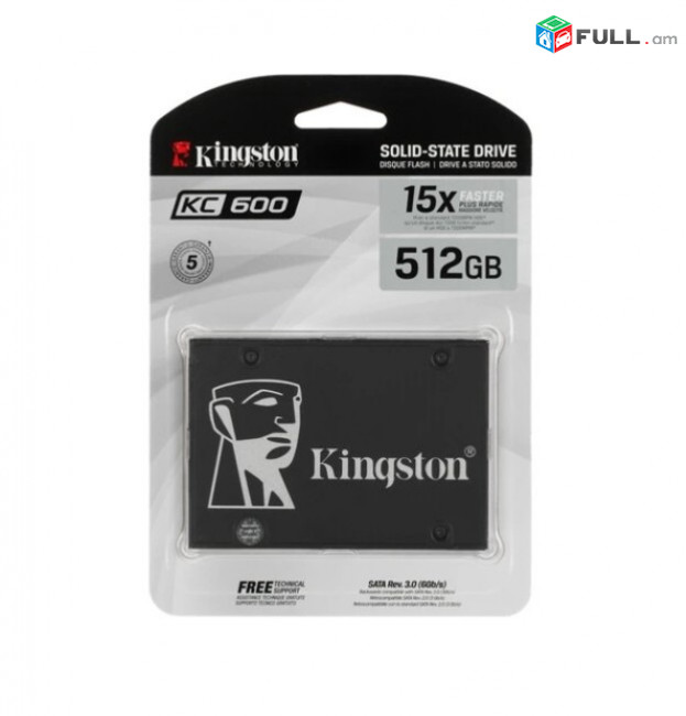 SSD 512 GB Kingston KC600 3D NAND SATA 2.5" 7mm (0.28") Internal Solid State Drive Drive Жесткий диск